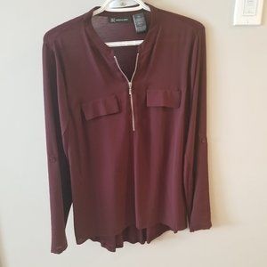 Inc. Burgundy zipper blouse